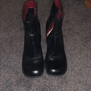 Black square toe booties.